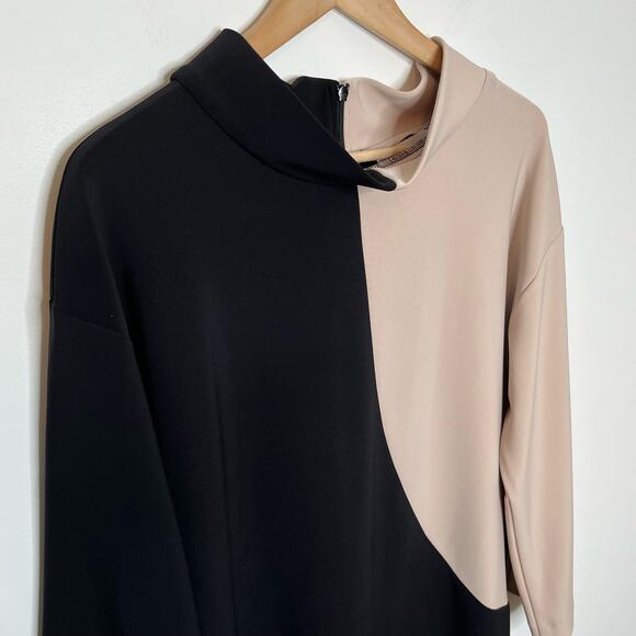 Joseph Ribkoff Women's Black Sand Dress Size 12 Color Block Contemporary - Picture 8 of 12